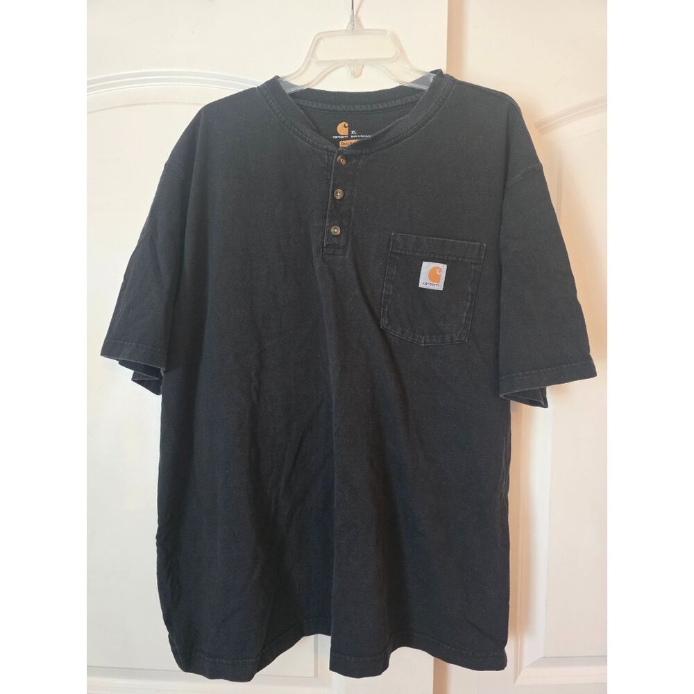 Carhartt Men's Black Henley Style Short Sleeve Tee Shirt XL Original Fit